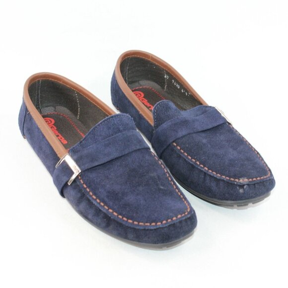 Gerpa Mens Sz 11.5M Navy Blue Leather Suede Buckle Slide On Driving Loafers Shoe - Picture 2 of 12
